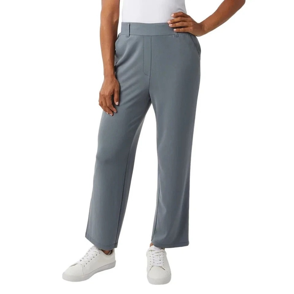 32 Degrees Cool Womens Stretch Twill Pant Blue Straight Leg Dress Pants Small